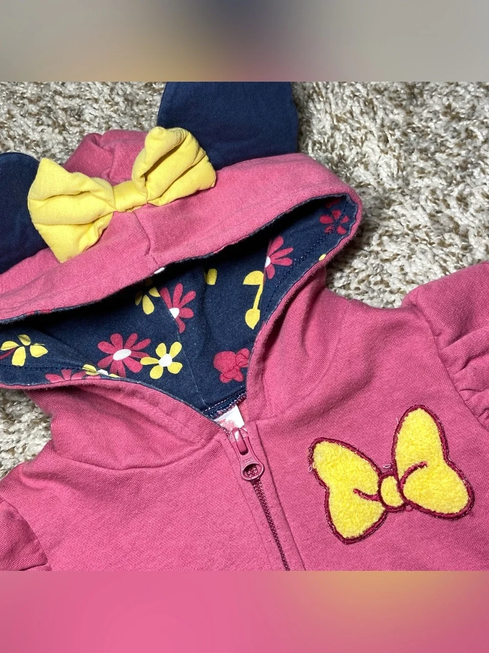 DISNEY JUNIOR Size 3T Minnie Mouse Pink Gold Glitter One Of A Kind 2-Piece Fit
